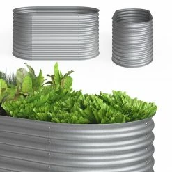 Oskar Hochbeet Kräuterbeet Gemüsebeet Oval 160x80x82cm Stahl Verzinkt Garten -Zipper Geschäft 8600343700 29021 prod 006
