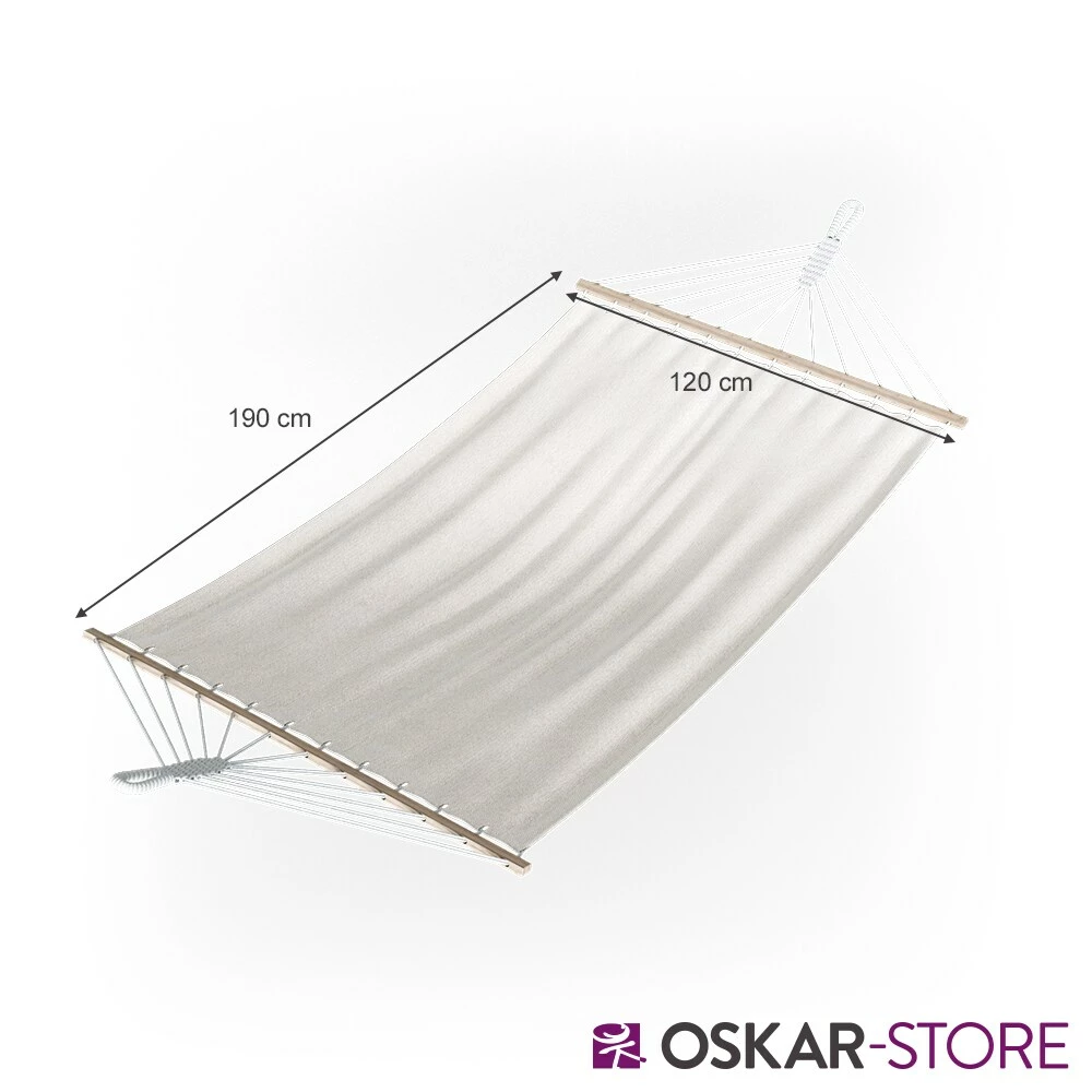 OSKAR Hängematte 190x120cm Stabhängematte Mehrpersonen-Matte Gartenliege-Weiß 3 OSKAR Hängematte 190x120cm Stabhängematte Mehrpersonen-Matte Gartenliege-Weiß – Bild 3