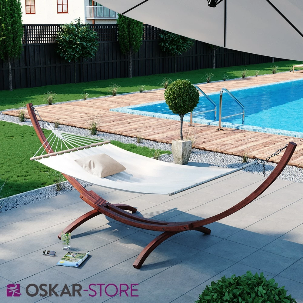 OSKAR Hängematte 190x120cm Stabhängematte Mehrpersonen-Matte Gartenliege-Weiß 4 OSKAR Hängematte 190x120cm Stabhängematte Mehrpersonen-Matte Gartenliege-Weiß – Bild 4