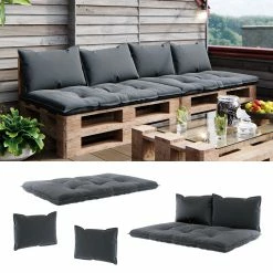 Vicco Palettenkissen Set Sitzkissen Rückenkissen Kansas Palettenmöbel Anthrazit (6er Set)