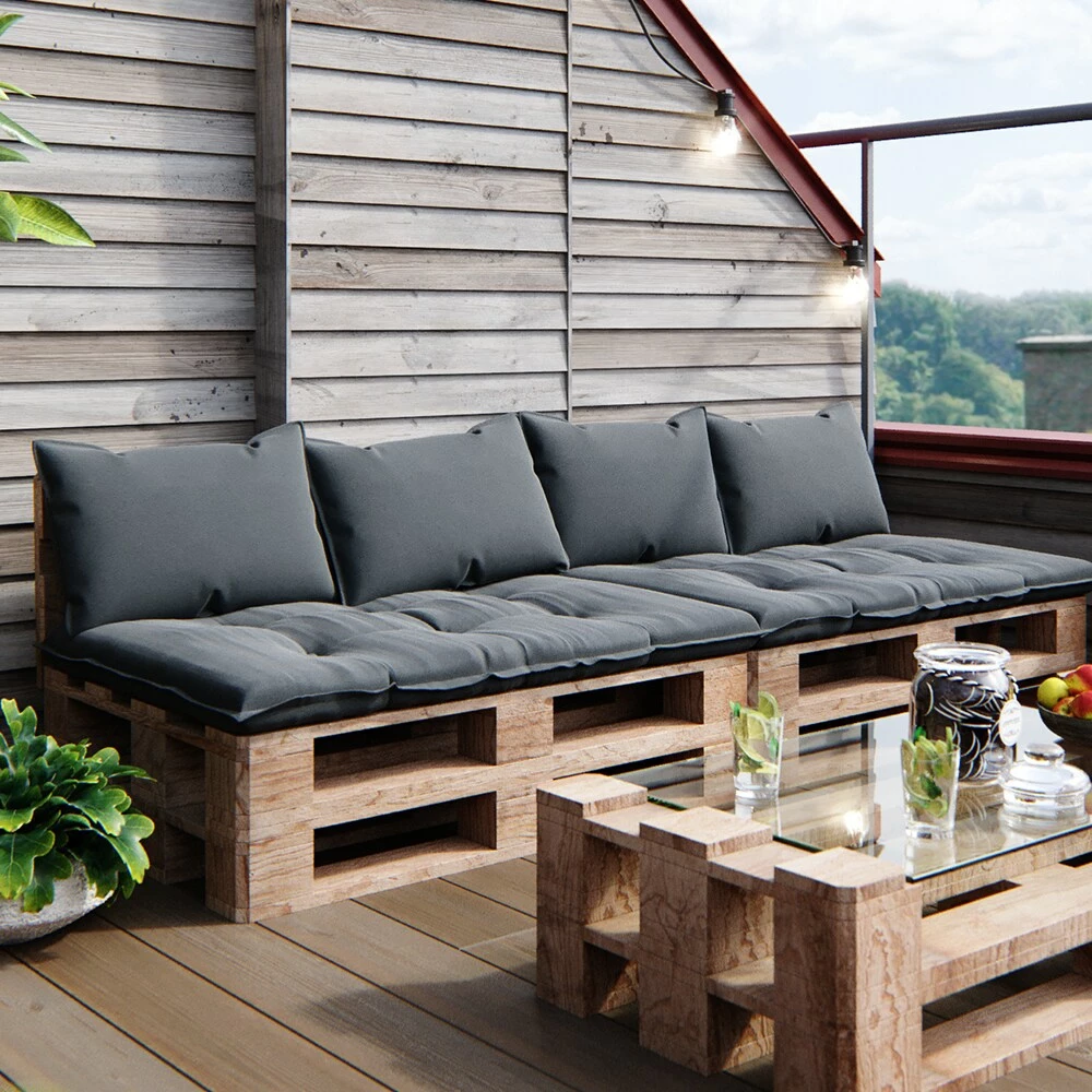 Vicco Palettenkissen Set Sitzkissen Rückenkissen Kansas Palettenmöbel Anthrazit (6er Set) 6 Vicco Palettenkissen Set Sitzkissen Rückenkissen Kansas Palettenmöbel Anthrazit (6er Set) – Bild 6