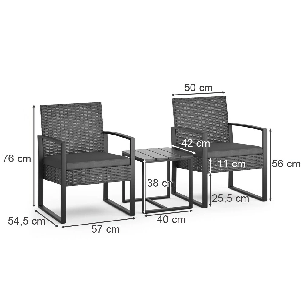 OK-Living Sitzgruppe Gartenmöbel Gartensitzgruppe Rattan Anthrazit Stuhl Tisch 3 OK-Living Sitzgruppe Gartenmöbel Gartensitzgruppe Rattan Anthrazit Stuhl Tisch – Bild 3