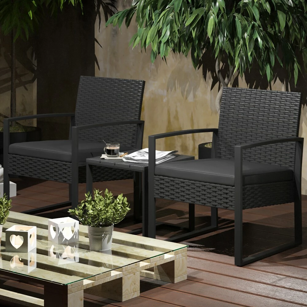 OK-Living Sitzgruppe Gartenmöbel Gartensitzgruppe Rattan Anthrazit Stuhl Tisch 5 OK-Living Sitzgruppe Gartenmöbel Gartensitzgruppe Rattan Anthrazit Stuhl Tisch – Bild 5