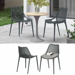 OK-Living Gartenstuhl Terrassenstuhl Balkonstuhl Einar Grau Sitzschale Sitzstuhl