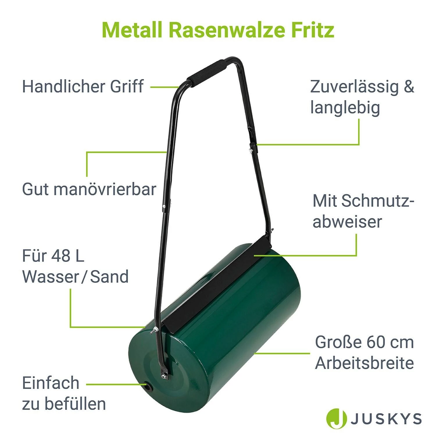 Juskys Garten Rasenwalze Fritz Aus Metall Befüllbar Mit 48L Wasser / Sand – Inkl. Schmutzabweiser 3 Juskys Garten Rasenwalze Fritz Aus Metall Befüllbar Mit 48L Wasser / Sand – Inkl. Schmutzabweiser – Bild 3