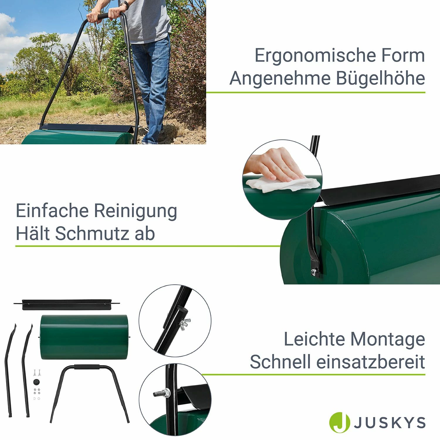 Juskys Garten Rasenwalze Fritz Aus Metall Befüllbar Mit 48L Wasser / Sand – Inkl. Schmutzabweiser 5 Juskys Garten Rasenwalze Fritz Aus Metall Befüllbar Mit 48L Wasser / Sand – Inkl. Schmutzabweiser – Bild 5