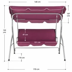 Juskys Hollywoodschaukel 3-Sitzer Mit Dach & Sitzauflage – Gartenschaukel 200 Kg Belastbar - Rot -Zipper Geschäft 8600348200 57707736 prod 006