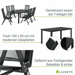 Juskys Aluminium Gartengarnitur Milano Gartenmöbel Set Mit Tisch Und 6 Stühlen Dunkel-Grau -Zipper Geschäft 8600348200 65290475 prod 004