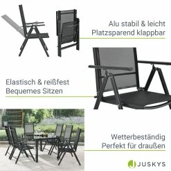 Juskys Aluminium Gartengarnitur Milano Gartenmöbel Set Mit Tisch Und 6 Stühlen Dunkel-Grau -Zipper Geschäft 8600348200 65290475 prod 005
