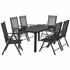 Juskys Aluminium Gartengarnitur Milano Gartenmöbel Set Mit Tisch Und 6 Stühlen Dunkel-Grau -Zipper Geschäft 8600348200 65290475 prod 006