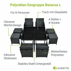 Juskys Polyrattan Sitzgruppe Baracoa L 9-teilig – Gartenmöbel Wetterfest, Stapelbar Für Garten 8 Juskys Polyrattan Sitzgruppe Baracoa L 9-teilig – Gartenmöbel Wetterfest, Stapelbar Für Garten -Zipper Geschäft 8600348200 69595995 prod 003