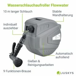 Juskys Schlauchtrommel Flowwater 10 M – Schlauchbox Mit Flexibler Wandhalterung & Aufrollautomatik -Zipper Geschäft 8600348200 71593976 prod 003