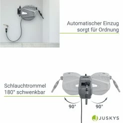 Juskys Schlauchtrommel Flowwater 10 M – Schlauchbox Mit Flexibler Wandhalterung & Aufrollautomatik -Zipper Geschäft 8600348200 71593976 prod 004