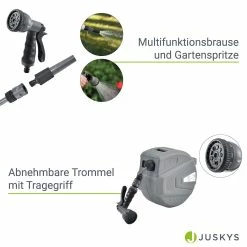 Juskys Schlauchtrommel Flowwater 10 M – Schlauchbox Mit Flexibler Wandhalterung & Aufrollautomatik -Zipper Geschäft 8600348200 71593976 prod 005