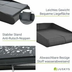 Juskys Polyrattan Sonnenliege Mykonos – XXL Outdoor Doppelliege Mit Polster Kissen Grau-meliert -Zipper Geschäft 8600348200 73033092 prod 005