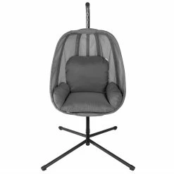 Juskys Hängesessel Lani Aus Textilgewebe Mit Gestell & Kissen, Bis 160kg, Für Outdoor & Indoor
