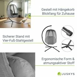 Juskys Hängesessel Lani Aus Textilgewebe Mit Gestell & Kissen, Bis 160kg, Für Outdoor & Indoor 9 Juskys Hängesessel Lani Aus Textilgewebe Mit Gestell & Kissen, Bis 160kg, Für Outdoor & Indoor -Zipper Geschäft 8600348200 78183188 prod 004