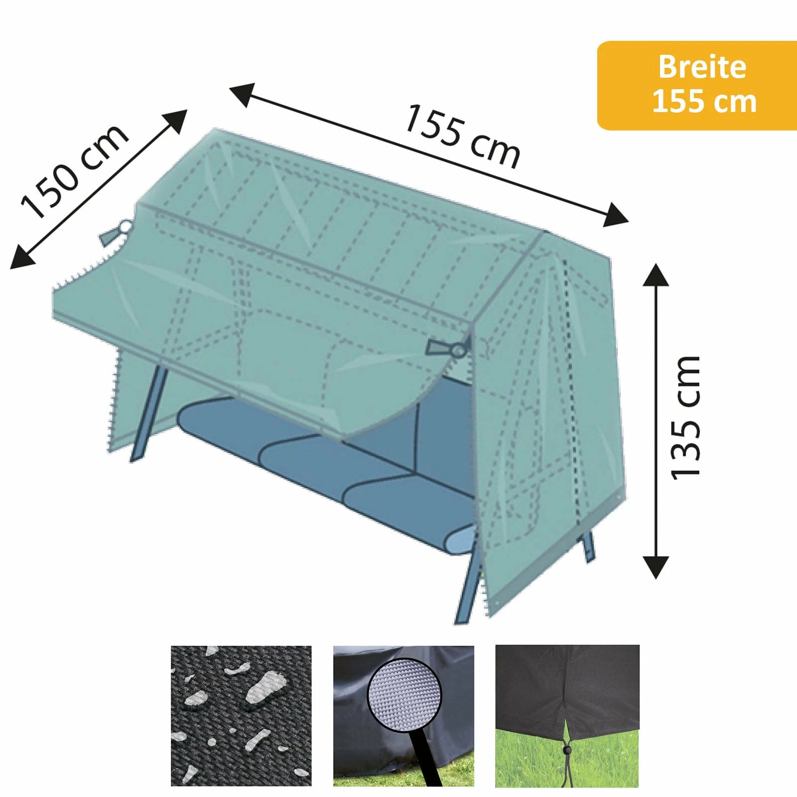 WEHNCKE Hollywoodschaukel Schutzhülle Abdeckplane Abdeckung Gartenschaukel Hülle Größe: Breite 210 Cm 3 WEHNCKE Hollywoodschaukel Schutzhülle Abdeckplane Abdeckung Gartenschaukel Hülle Größe: Breite 210 Cm – Bild 3