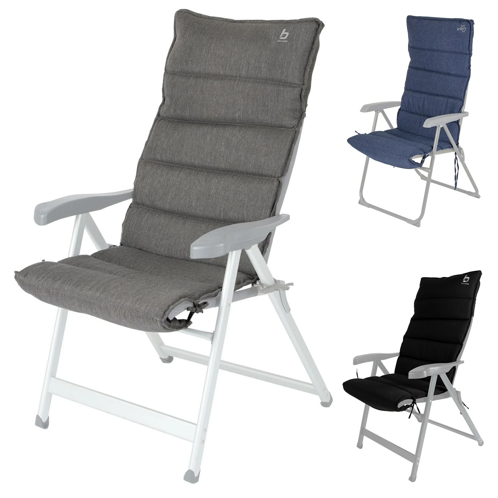 BO-CAMP Klappstuhl Polster Sitz Auflage Hochlehner Camping Stuhl Kissen Olefin Farbe: Schwarz 1 BO-CAMP Klappstuhl Polster Sitz Auflage Hochlehner Camping Stuhl Kissen Olefin Farbe: Schwarz