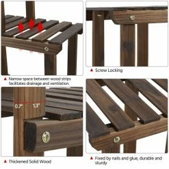 Yaheetech Blumenregal Aus Holz, Pflanzenregal Balkon, Pflanzentreppe Mehrstöckig, Blumentreppe 4 Ebenen, Holzregal 95 X 25 X 73 Cm -Zipper Geschäft 8600357600 A192 192 prod 004