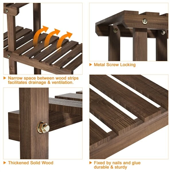Yaheetech Pflanzenregal Holz Blumenregal 6 Ebenen Blumentreppe Garten Pflanzentreppe Outdoor Blumenständer Mehrstöckig Holzregal, 120,5x25x96,5 Cm 4 Yaheetech Pflanzenregal Holz Blumenregal 6 Ebenen Blumentreppe Garten Pflanzentreppe Outdoor Blumenständer Mehrstöckig Holzregal, 120,5x25x96,5 Cm – Bild 4