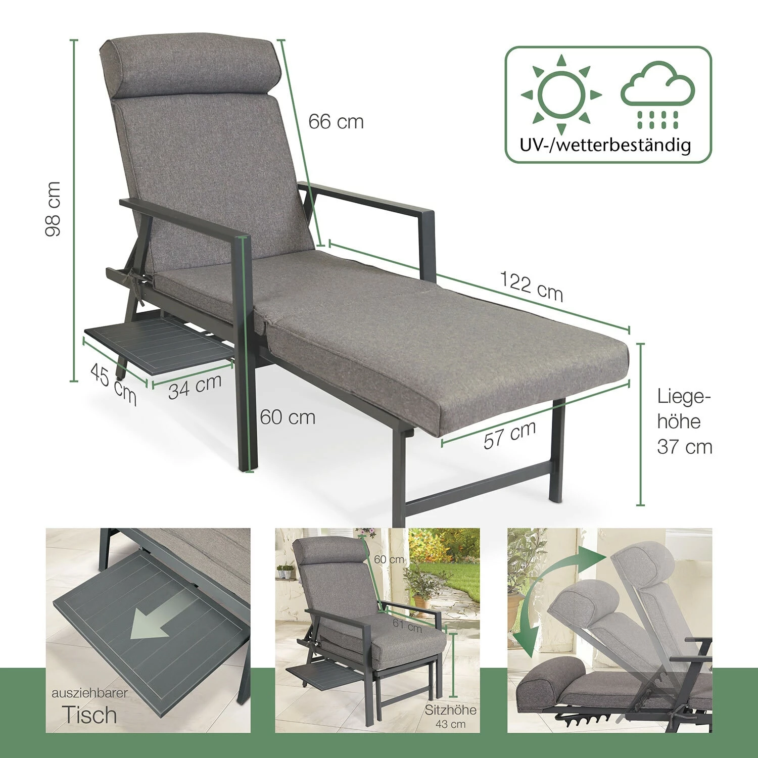 Aktivshop Garten-Liegesessel Aktiv »Deluxe« Mit Tisch 5 Aktivshop Garten-Liegesessel Aktiv »Deluxe« Mit Tisch – Bild 5