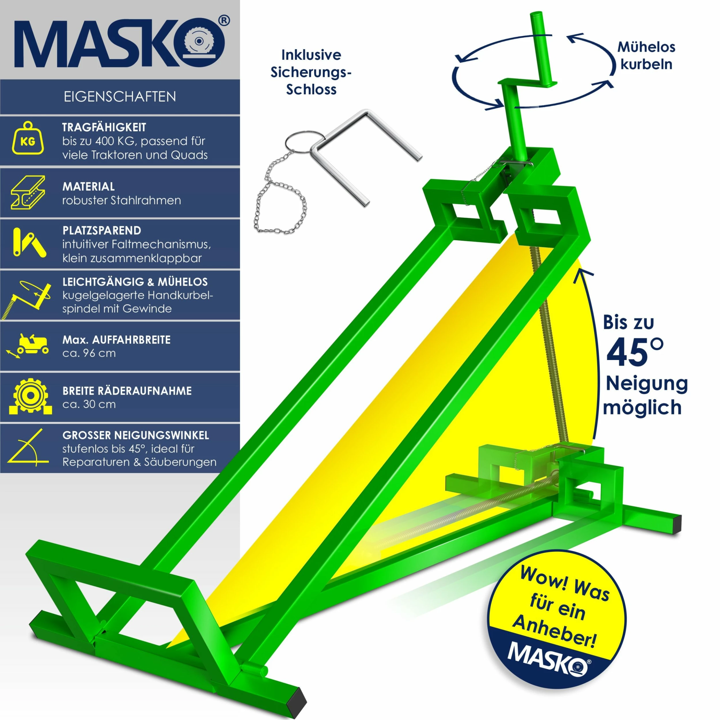 MASKO® Rasentraktor Heber 400kg Aufsitzmäher Hebevorrichtung Rasentraktorheber Reinig.Hilfe Hebebühne 2 MASKO® Rasentraktor Heber 400kg Aufsitzmäher Hebevorrichtung Rasentraktorheber Reinig.Hilfe Hebebühne – Bild 2