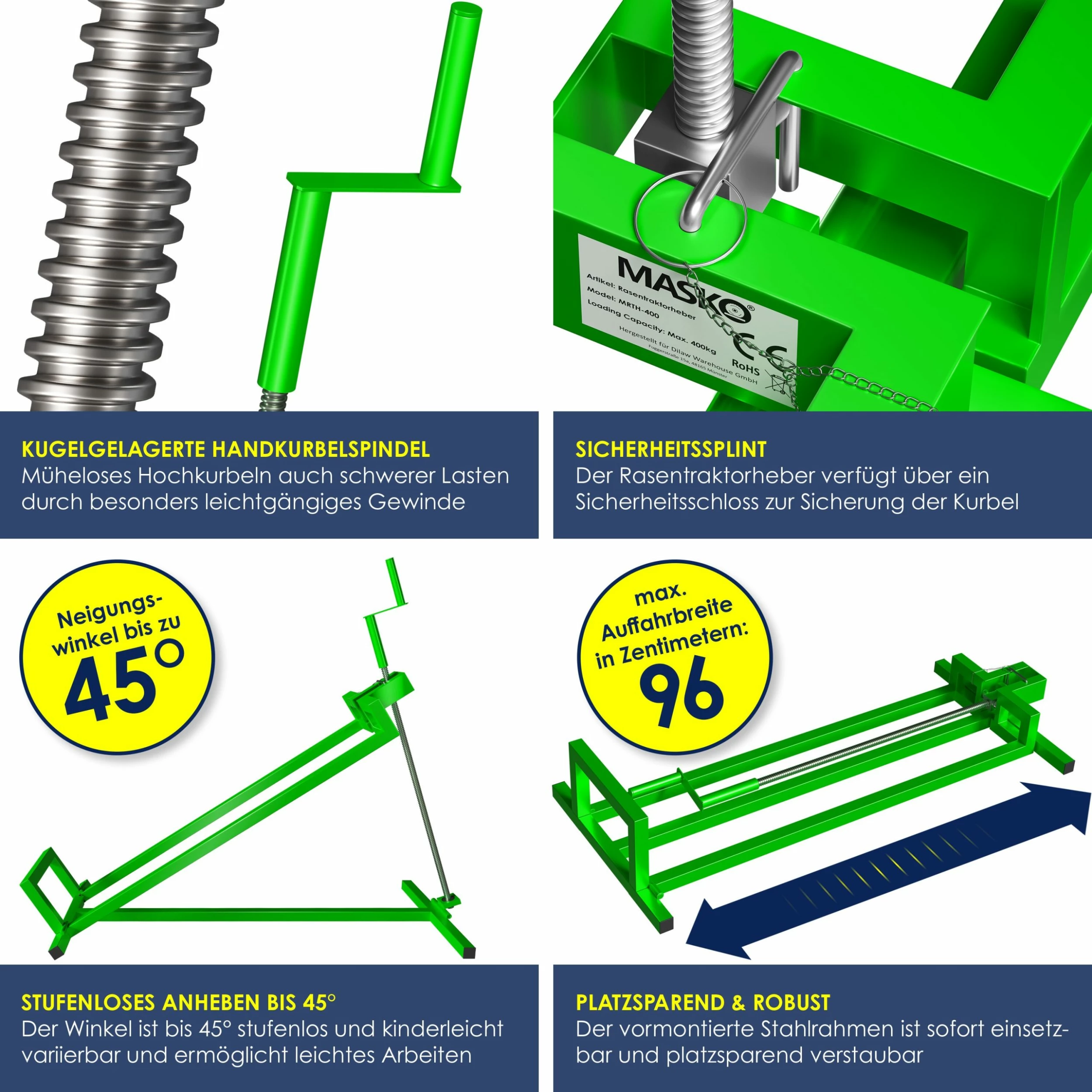 MASKO® Rasentraktor Heber 400kg Aufsitzmäher Hebevorrichtung Rasentraktorheber Reinig.Hilfe Hebebühne 3 MASKO® Rasentraktor Heber 400kg Aufsitzmäher Hebevorrichtung Rasentraktorheber Reinig.Hilfe Hebebühne – Bild 3