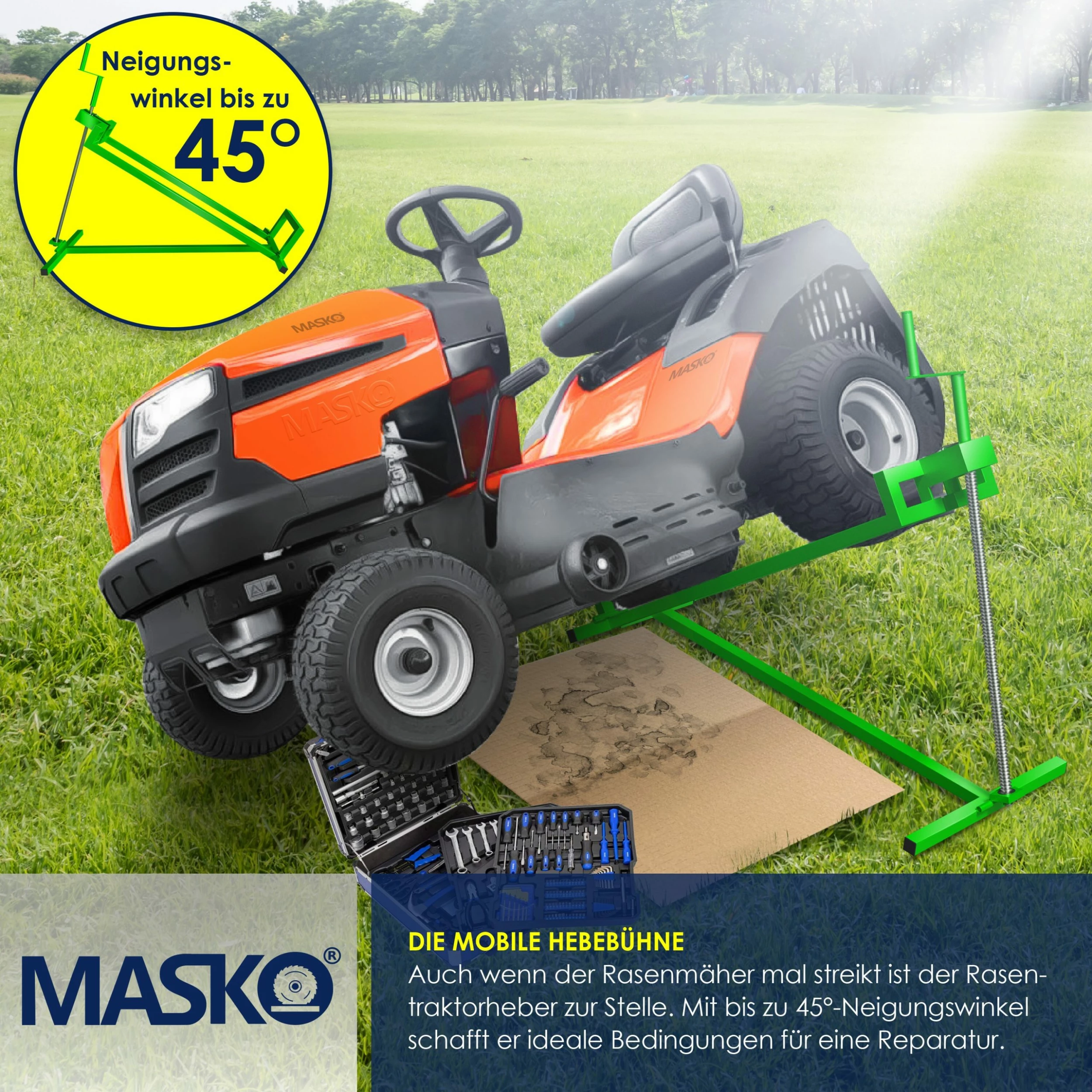 MASKO® Rasentraktor Heber 400kg Aufsitzmäher Hebevorrichtung Rasentraktorheber Reinig.Hilfe Hebebühne 6 MASKO® Rasentraktor Heber 400kg Aufsitzmäher Hebevorrichtung Rasentraktorheber Reinig.Hilfe Hebebühne – Bild 6