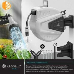 KESSER® Schlauchtrommel Schlauchaufroller Wasser | Multi-Handbrause | 180° Schwenkbar | Aufwickelstopper | Wandhalterung | Wand-Schlauchbox | Wasserschlauchtrommel | Gartenschlauch | -Zipper Geschäft 8600364700 19721 prod 003
