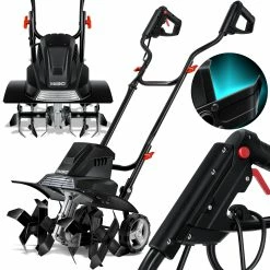 MASKO® Elektrische Motorhacke 1500 Watt | 40cm Arbeitsbreite 20cm Arbeitstiefe | Bodenhacke | Ackerfräse Kultivator Gartenfräse | Elektro Hacke | Klappbarer Handgriff | Metallgehäuse | Transporträder