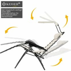KESSER® - Sonnenliege Liegestuhl Mit Sonnendach Getränkehalter | Verstellbar Rückenlehne | Abnehmbares Kopfkissen Kopfpolster| Klappbar | Stahlrahmen | Garten Liege Hochlehner | Gartenstuhl -Zipper Geschäft 8600364700 20436 prod 004