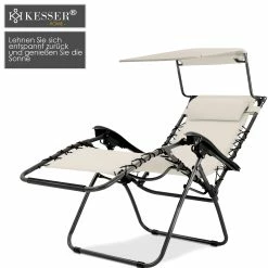 KESSER® - Sonnenliege Liegestuhl Mit Sonnendach Getränkehalter | Verstellbar Rückenlehne | Abnehmbares Kopfkissen Kopfpolster| Klappbar | Stahlrahmen | Garten Liege Hochlehner | Gartenstuhl -Zipper Geschäft 8600364700 20436 prod 005