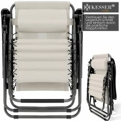 KESSER® - Sonnenliege Liegestuhl Mit Sonnendach Getränkehalter | Verstellbar Rückenlehne | Abnehmbares Kopfkissen Kopfpolster| Klappbar | Stahlrahmen | Garten Liege Hochlehner | Gartenstuhl -Zipper Geschäft 8600364700 20436 prod 006