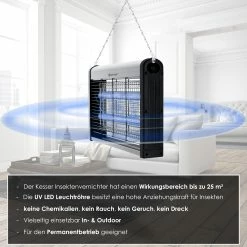 KESSER® Insektenvernichter Elektrisch UV LED Insektenfalle Mückenlampe Fliegenfänger Fliegenfalle, 25m² Inkl. Kettenaufhängung Insektenkiller Für Innenräume, Garten, Terrasse, Restaurant -Zipper Geschäft 8600364700 21020 prod 005