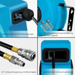 MASKO® Druckluftschlauch Aufroller Automatisch 1/4 Anschluss - Schlauchtrommel Wandschlauchhalter Schlauchaufroller Druckluftschlauch-Aufroller Druckluftschlauch-trommel -Zipper Geschäft 8600364700 21481 prod 003