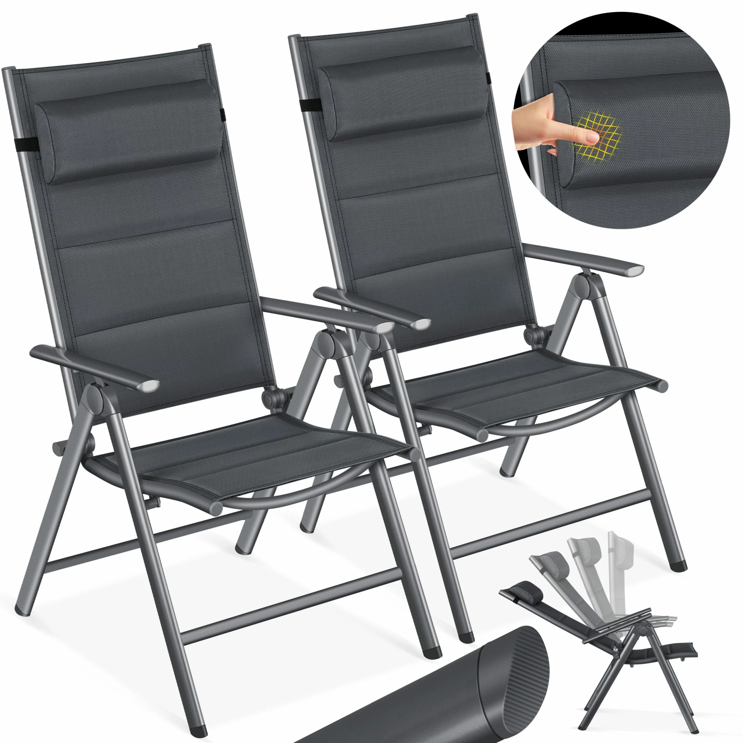 KESSER® Gartenstuhl - Gepolstert Hochlehner Alu Stühle Klappbar Lehne - 7-Fach Verstellbar Rückenlehnen - Klappsessel Klappstühle Aluminium - Wetterfest 1 KESSER® Gartenstuhl - Gepolstert Hochlehner Alu Stühle Klappbar Lehne - 7-Fach Verstellbar Rückenlehnen - Klappsessel Klappstühle Aluminium - Wetterfest