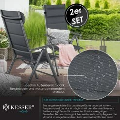 KESSER® Gartenstuhl - Gepolstert Hochlehner Alu Stühle Klappbar Lehne - 7-Fach Verstellbar Rückenlehnen - Klappsessel Klappstühle Aluminium - Wetterfest 9 KESSER® Gartenstuhl - Gepolstert Hochlehner Alu Stühle Klappbar Lehne - 7-Fach Verstellbar Rückenlehnen - Klappsessel Klappstühle Aluminium - Wetterfest -Zipper Geschäft 8600364700 21838 prod 004