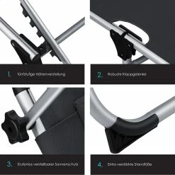 KESSER® Sonnenliege SUN Mit Dach Gartenliege Liegestuhl Klappbar Sonnendach Verstellbarer Rückenlehne , Ergonomisch, Gepolsterter Liegefläche, Aluminium Liege Gartenstuhl Tragbar Strandliege -Zipper Geschäft 8600364700 21925 prod 003