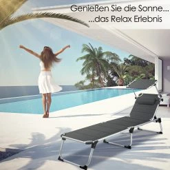 KESSER® Sonnenliege SUN Mit Dach Gartenliege Liegestuhl Klappbar Sonnendach Verstellbarer Rückenlehne , Ergonomisch, Gepolsterter Liegefläche, Aluminium Liege Gartenstuhl Tragbar Strandliege -Zipper Geschäft 8600364700 21925 prod 006