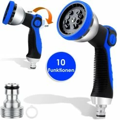 KESSER® Garten-Handbrause Premium 10 Funktionen | Garten-Spritzpistole Für Alle Gängigen Gartenschlauch-Systeme | Gartenbrause | | Spritzdüse | Mit Feststellfunktion | Drücke Bis 10 Bar |