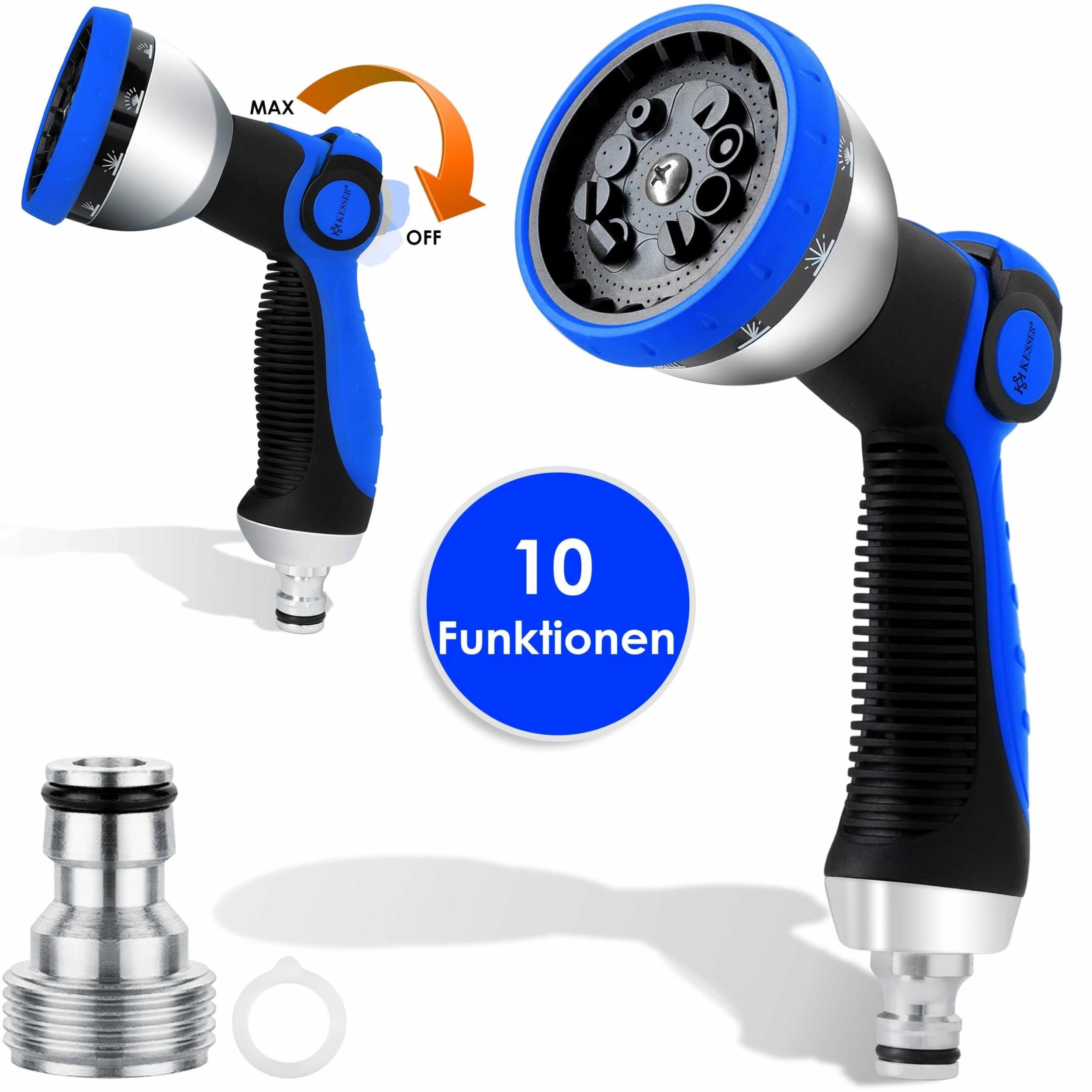 KESSER® Garten-Handbrause Premium 10 Funktionen | Garten-Spritzpistole Für Alle Gängigen Gartenschlauch-Systeme | Gartenbrause | | Spritzdüse | Mit Feststellfunktion | Drücke Bis 10 Bar | 1 KESSER® Garten-Handbrause Premium 10 Funktionen | Garten-Spritzpistole Für Alle Gängigen Gartenschlauch-Systeme | Gartenbrause | | Spritzdüse | Mit Feststellfunktion | Drücke Bis 10 Bar |