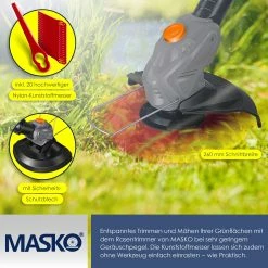 MASKO® Akku-Rasentrimmer Mit 20 V Li-Akku, 2,0 Ah Akku Und Ladegerät, Motorsense 26 Cm Schnittkreis, 180° Trimmwinkel, Teleskop-Stiel & Zusatzhandgriff, Inkl. 20 Messer Kunststoffklinge 9 MASKO® Akku-Rasentrimmer Mit 20 V Li-Akku, 2,0 Ah Akku Und Ladegerät, Motorsense 26 Cm Schnittkreis, 180° Trimmwinkel, Teleskop-Stiel & Zusatzhandgriff, Inkl. 20 Messer Kunststoffklinge -Zipper Geschäft 8600364700 22106 prod 004