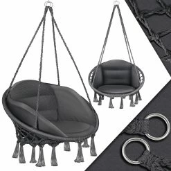 KESSER® Hängesessel Mit Kissen - Chill Hängestuhl Zum Aufhängen Für Erwachsene & Kinder Hängematte Bis 150 Kg Hängesitz Aufhängung Indoor & Outdoor Wohn & Garten Terrasse