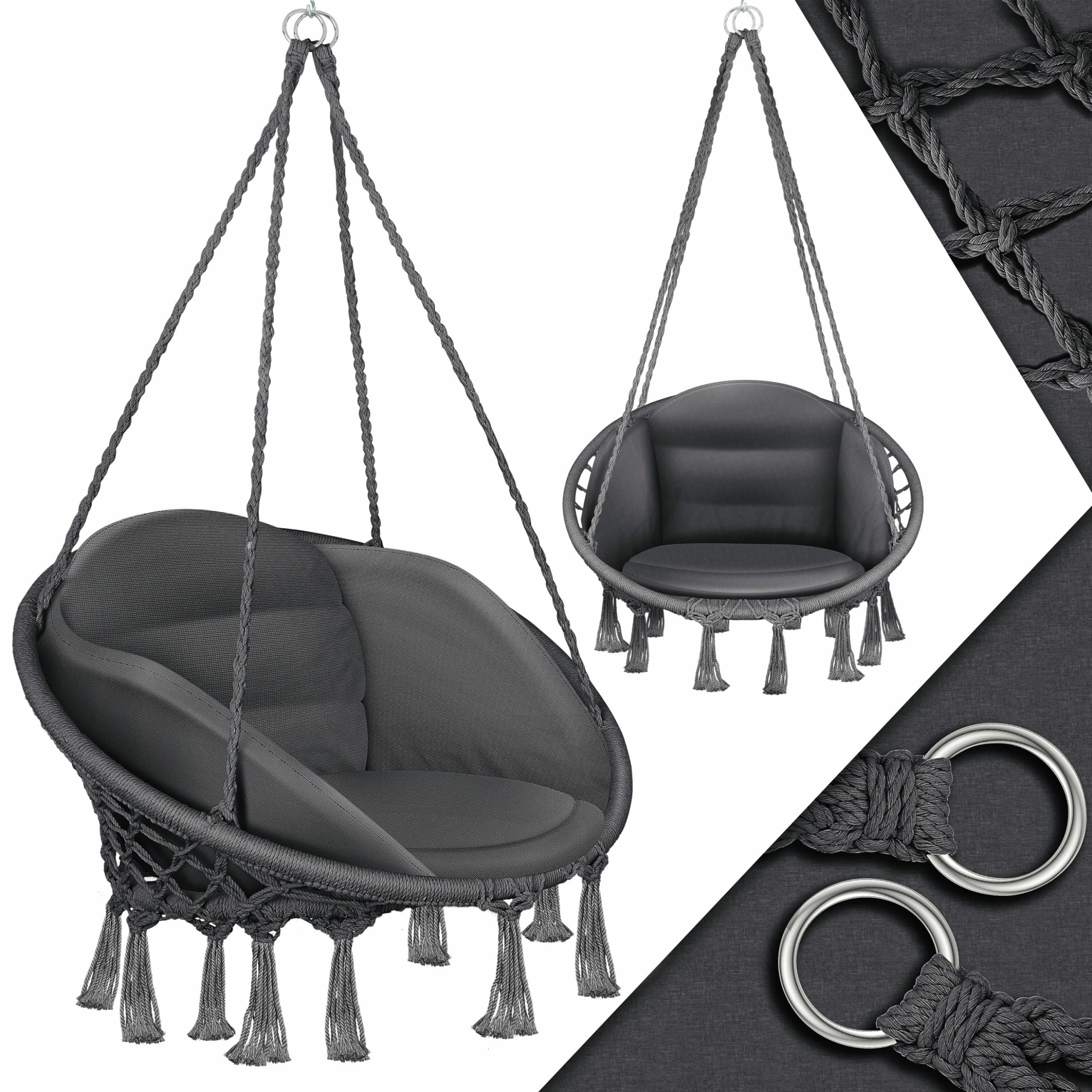 KESSER® Hängesessel Mit Kissen - Chill Hängestuhl Zum Aufhängen Für Erwachsene & Kinder Hängematte Bis 150 Kg Hängesitz Aufhängung Indoor & Outdoor Wohn & Garten Terrasse 1 KESSER® Hängesessel Mit Kissen - Chill Hängestuhl Zum Aufhängen Für Erwachsene & Kinder Hängematte Bis 150 Kg Hängesitz Aufhängung Indoor & Outdoor Wohn & Garten Terrasse