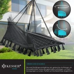 KESSER® Hängesessel Mit Kissen - Chill Hängestuhl Zum Aufhängen Für Erwachsene & Kinder Hängematte Bis 150 Kg Hängesitz Aufhängung Indoor & Outdoor Wohn & Garten Terrasse 8 KESSER® Hängesessel Mit Kissen - Chill Hängestuhl Zum Aufhängen Für Erwachsene & Kinder Hängematte Bis 150 Kg Hängesitz Aufhängung Indoor & Outdoor Wohn & Garten Terrasse -Zipper Geschäft 8600364700 22113 prod 003