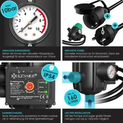 KESSER® Pumpensteuerung Mit Baranzeige Mit Kabel 10 Bar Druckwächter Elektrisch Druckschalter überwacht Den Wasserdruck - Automatisches Ein- Und Ausschalten -Zipper Geschäft 8600364700 22198 prod 003