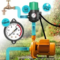 KESSER® Pumpensteuerung Mit Baranzeige Mit Kabel 10 Bar Druckwächter Elektrisch Druckschalter überwacht Den Wasserdruck - Automatisches Ein- Und Ausschalten -Zipper Geschäft 8600364700 22198 prod 004