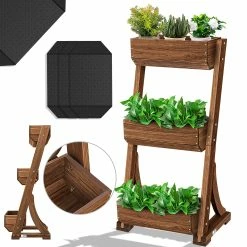 KESSER® Hochbeet Mit Etagen Premium Blumenkasten Blumentreppe Pflanztreppe - Gemüsebeet Kräuterbeet Pflanzkübel Frühbeet Blumenbeet Pflanzkasten Inkl. Gartenvlies- Beet Für Terrasse Balkon & Garten