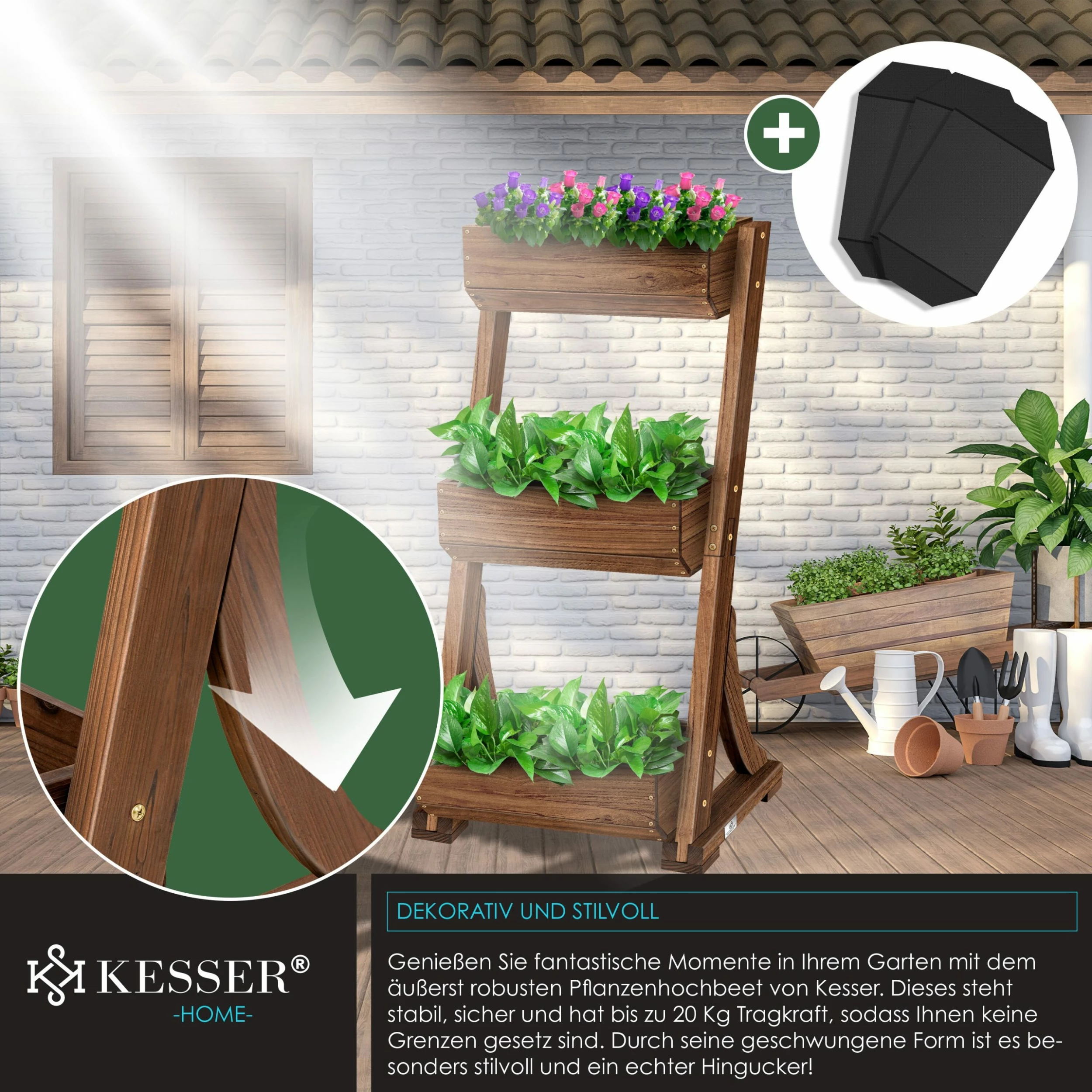 KESSER® Hochbeet Mit Etagen Premium Blumenkasten Blumentreppe Pflanztreppe - Gemüsebeet Kräuterbeet Pflanzkübel Frühbeet Blumenbeet Pflanzkasten Inkl. Gartenvlies- Beet Für Terrasse Balkon & Garten 4 KESSER® Hochbeet Mit Etagen Premium Blumenkasten Blumentreppe Pflanztreppe - Gemüsebeet Kräuterbeet Pflanzkübel Frühbeet Blumenbeet Pflanzkasten Inkl. Gartenvlies- Beet Für Terrasse Balkon & Garten – Bild 4
